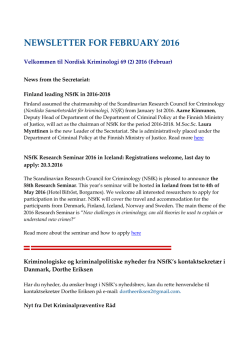 newsletter for february 2016 - Scandinavian Research Council for