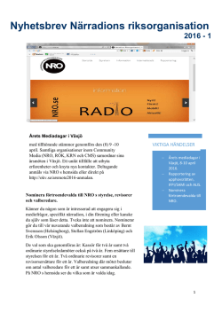 Nyhetsbrev 1-2016 - Närradions Riksorganisation