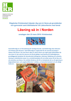 Läsning så in i Norden - Högskolan Kristianstad
