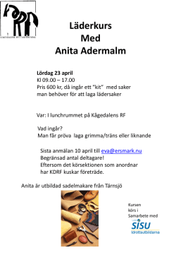 Läderkurs Med Anita Adermalm Lördag 23 april