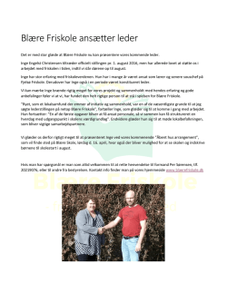 Pressemeddelelse 2. april 2016, Blære Friskole