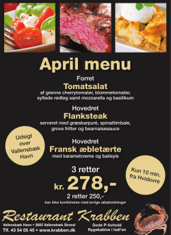 April menu - Restaurant Krabben