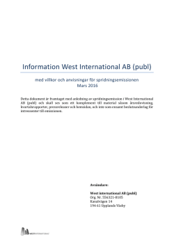 Information West International AB (publ)