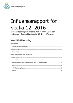Influensarapport för vecka 12, 2016