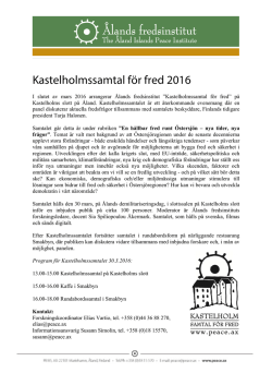 Informationsblad Kastelholmssamtal för fred 2016