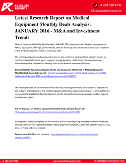 Latest Research Report on Medical Equipment Monthly Deals Analysis: JANUARY 2016 - M&A and Investment Trends