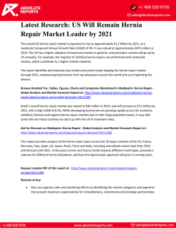 Latest Research: US Will Remain Hernia Repair Market Leader by 2021