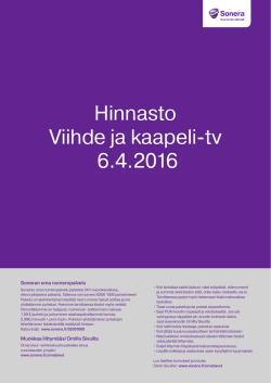 Hinnasto Viihde ja kaapeli-tv 6.4.2016