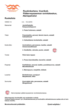 Lounaslista palvelutaloille ja kotiateria-asiakkaille