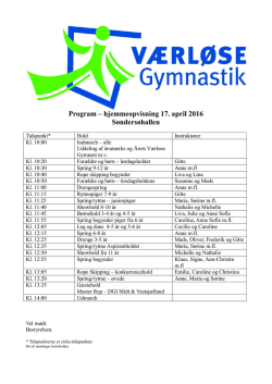 Program – hjemmeopvisning 17. april 2016 Søndersøhallen