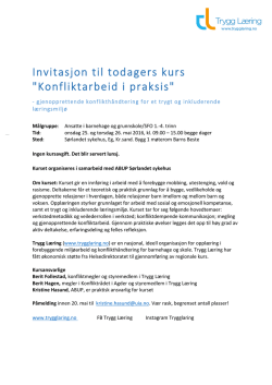 Invitasjon til todagers kurs "Konfliktarbeid i praksis"