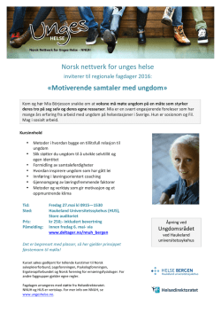 Invitasjon Bergen - Norsk Nettverk for Unges Helse