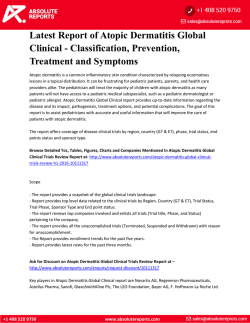 Latest Report of Atopic Dermatitis Global Clinical - Classification, Prevention, Treatment and Symptoms