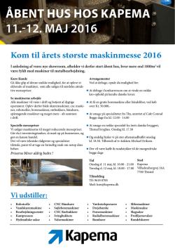 ÅBENT HUS HOS KAPEMA 11.-12. maj 2016