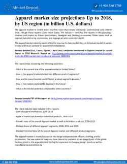 Apparel market size projections Up to 2018, by US region (in billion U.S. dollars)