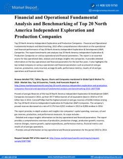 TOP 20 NORTH AMERICA INDEPENDENT EXPLORATION AND PRODUCTION COMPANIES - FINANCIAL AND OPERATIONAL FUNDAMENTAL ANALYSIS AND BENCHMARKING, 2015