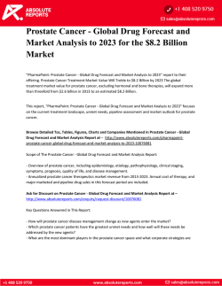 Prostate Cancer - Global Drug Forecast and Market Analysis to 2023 for the $8.2 Billion Market