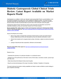 Diabetic Gastroparesis Global Clinical Trials Review: Latest Report Available on Market Reports World