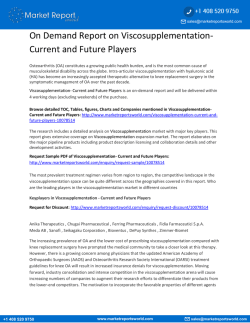On Demand Report on Viscosupplementation- Current and Future Players