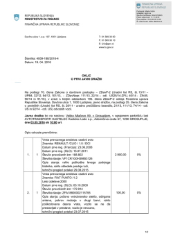Oklic javne dražbe - Finančna uprava Republike Slovenije