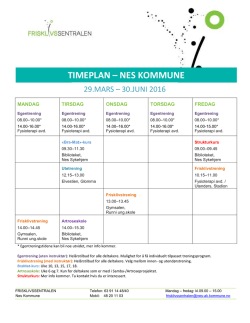 Timeplan for trenings- og kurstilbudet våren 2016