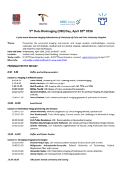 5th Oulu BioImaging (OBI) Day, April 20th 2016