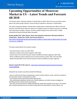 Upcoming Opportunities of Menswear Market in US &ndash; Latest Trends and Forecasts till 2018
