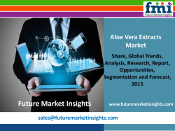 Aloe Vera Extracts Market Dynamics, Forecast, Analysis and Supply Demand 2015 - 2025