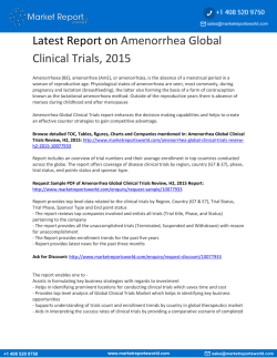 Latest Report on Amenorrhea Global Clinical Trials, 2015
