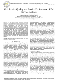 Web Service Quality and Service Performance of Full Service Airlines