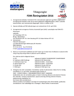 Tillægsregler FDM Åbningsløbet 2016 - DTC-net