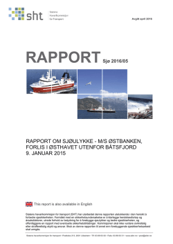 Rapport om sjøulykke - Statens havarikommisjon for transport