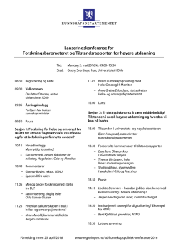 Programmet for konferansen 2. mai 2016