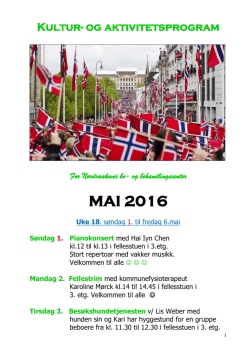 Kulturprogram for mai 2016