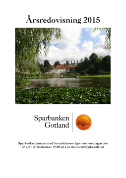 Årsredovisning 2015 - Sparbanken Gotland