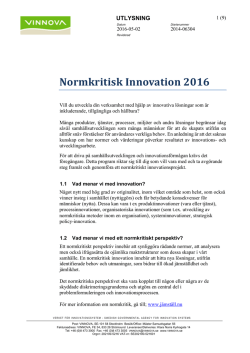 Utlysningstext Normkritisk innovation 2016