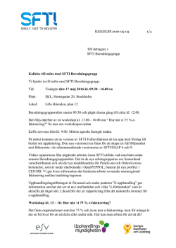 Kallelse till SFTI Beredningsgrupps möte den 17 maj (PDF, nytt