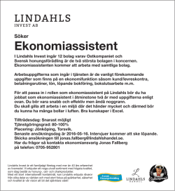 Ekonomiassistent Lindahls Invest