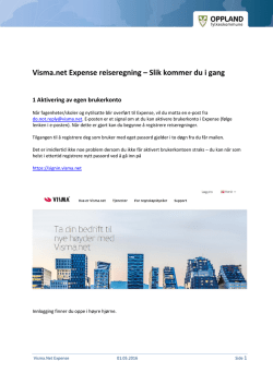 Visma.net Expense (Reise) Logg inn
