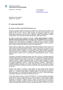 87. redna seja Vlade RS - Vlada Republike Slovenije