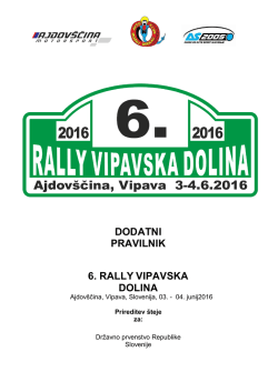 Rally Vipavska dolina 2016 – Dodatni pravilnik