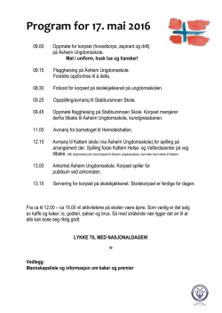 Program for 17. mai 2016 - Åsheim skolemusikkorps