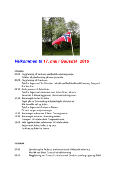Velkommen til 17. mai i Gausdal 2016