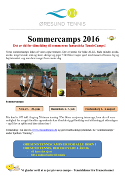 Sommercamps 2016 - Fredensborg Tennis Klub