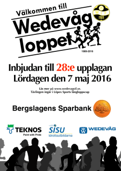 Inbjudan till Wedevågloppet 2016
