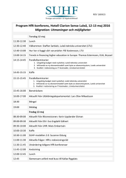 Program HfR-konferens, Hotell Clarion Sense Luleå, 12-13