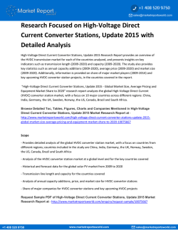 HIGH-VOLTAGE DIRECT CURRENT CONVERTER STATIONS, UPDATE 2015 - GLOBAL MARKET SIZE, AVERAGE PRICING AND EQUIPMENT MARKET SHARE TO 2020