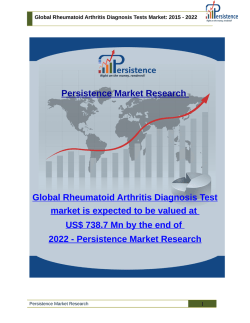 Global Rheumatoid Arthritis Diagnosis Test market is expected to be valued at US$ 738.7 Mn by the end of 2022
