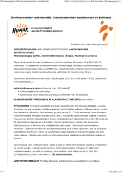 Yhteisöpedagogi (AMK) monimuotototeutus esitietolomake