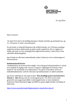 Information til censorer i dansk hhx/eux 2016